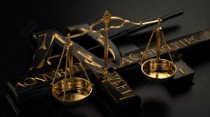 balanca da justica com simbolos de indenizacao