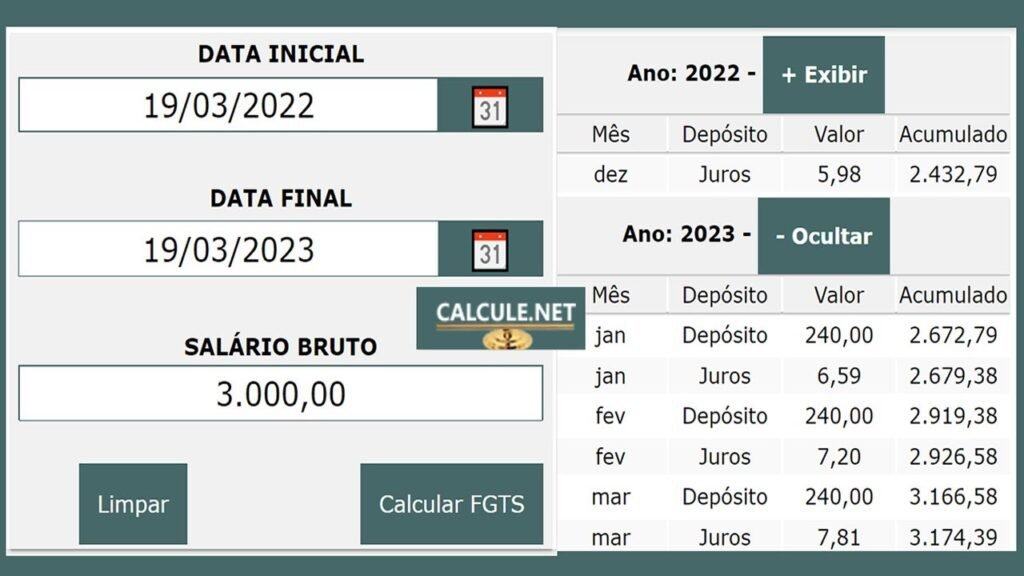 calculo de fgts com moedas e calculadora