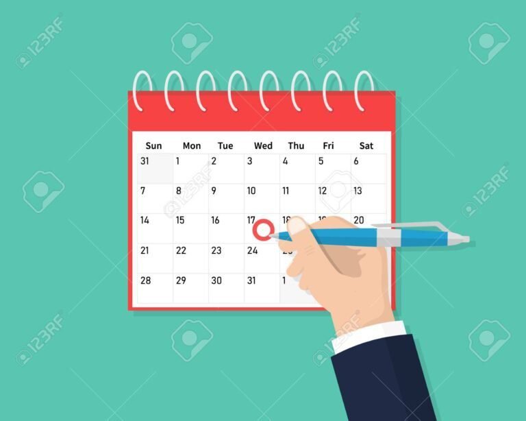 calendario marcando datas de pagamento