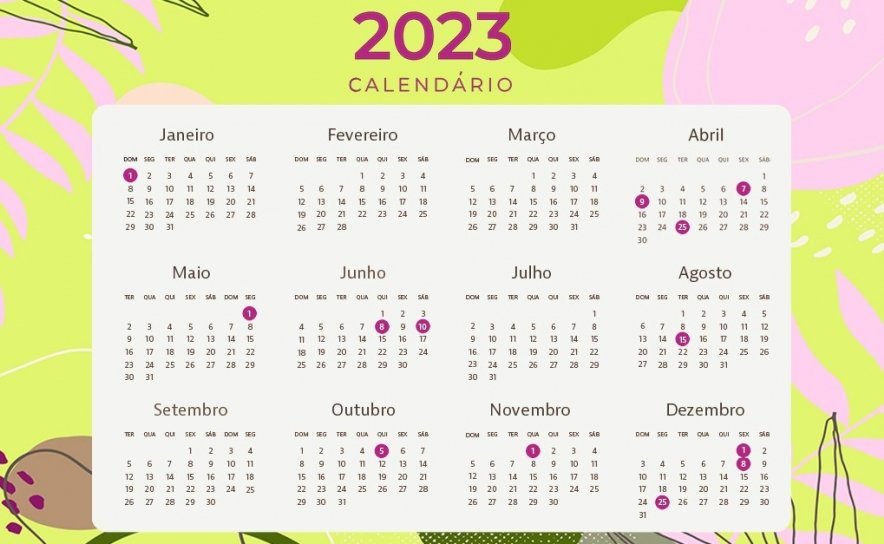 calendario marcando feriado em terca feira