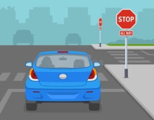 carro parado com sinal de proibido