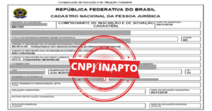 cnpj com selo de inapto e notas fiscais
