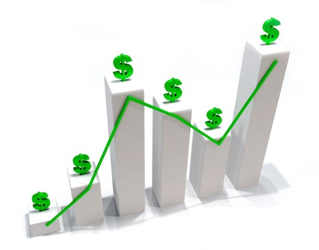grafico de crescimento financeiro com moeda