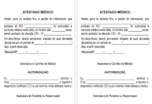imagem de um atestado medico com cid