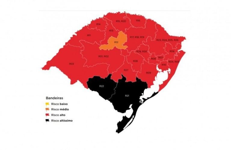 mapa do rio grande do sul com sinalizacao