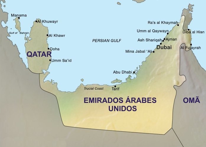 mapas dos emirados arabes unidos