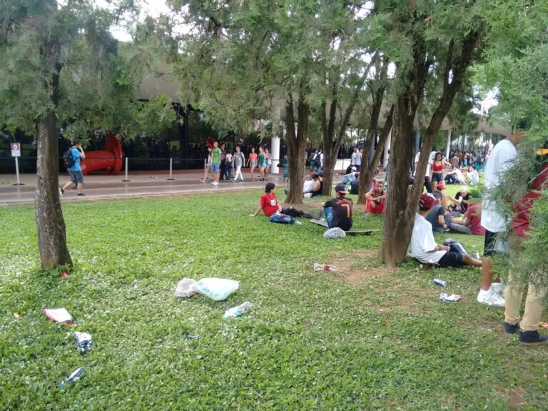 pessoas abandonando lixo em um parque