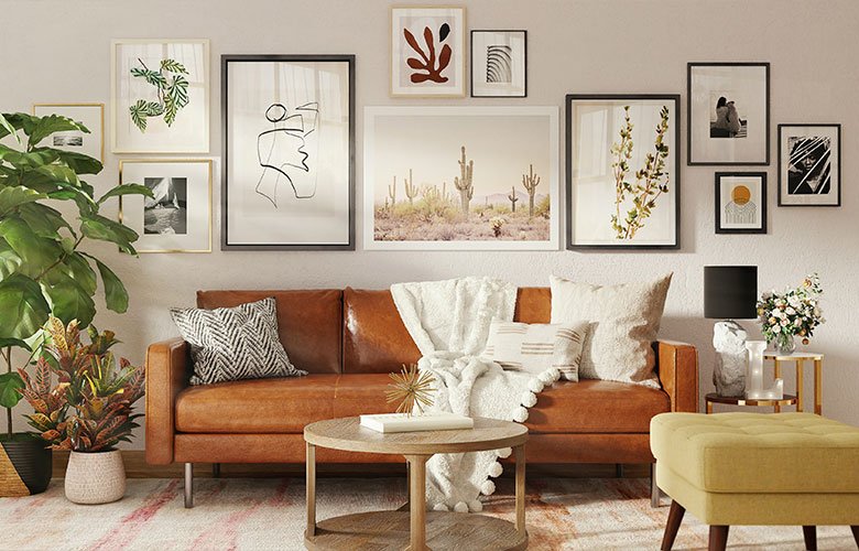 quadros decorativos em uma parede elegante