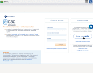 tela de login do portal e cac