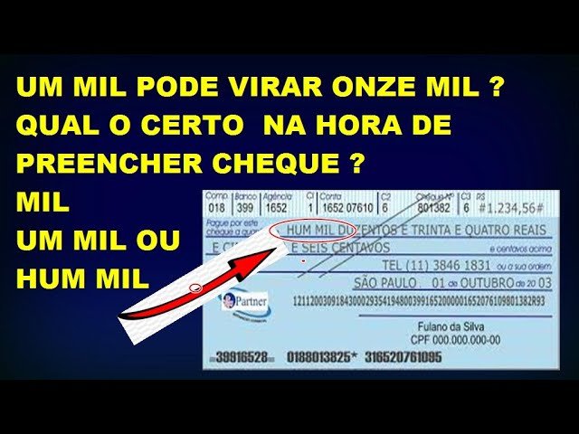 Como Preencher um Cheque de Mil Reais Corretamente